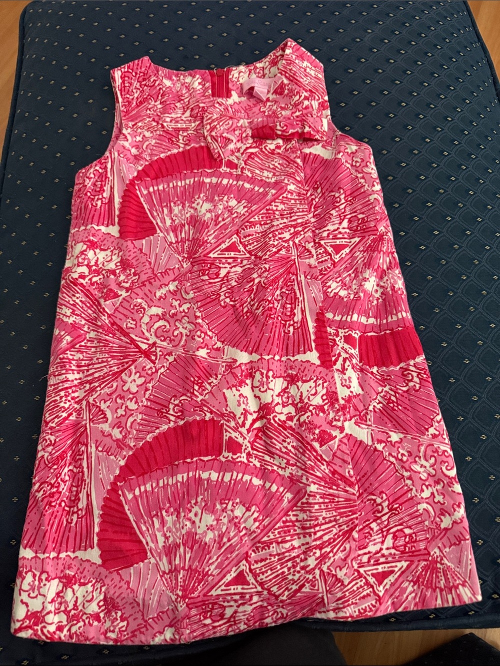 Lilly Pulitzer Pink & White Sleeveless Fan-Print Dress